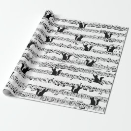 Black Cat On Sheet Music Geschenkpapier