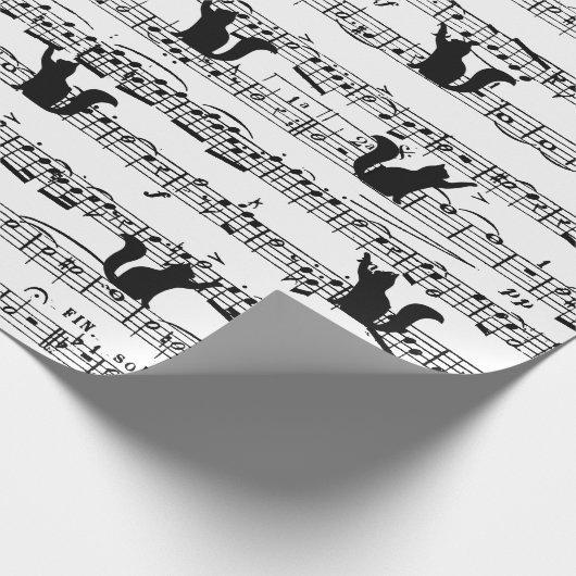 Black Cat On Sheet Music Geschenkpapier (Ecke)