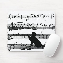 Black Cat On Sheet Music Mouse Pad Mousepad