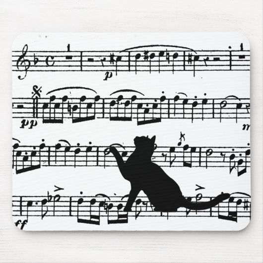 Black Cat On Sheet Music Mouse Pad Mousepad (Vorne)