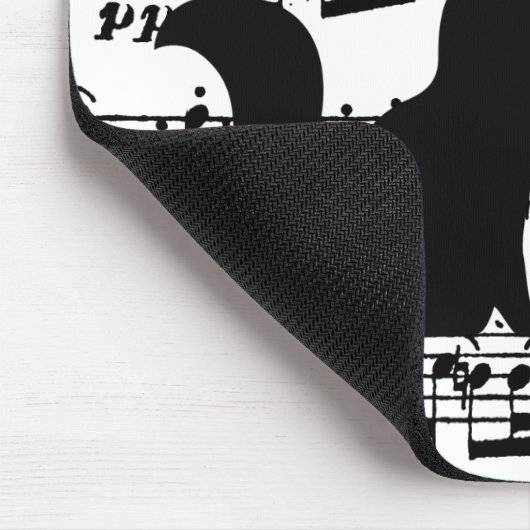 Black Cat On Sheet Music Mouse Pad Mousepad (Ecke)