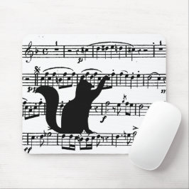 Black Cat On Sheet Music Mouse Pad Mousepad