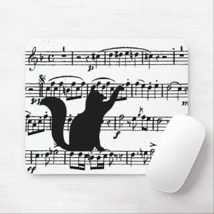 Black Cat On Sheet Music Mouse Pad Mousepad