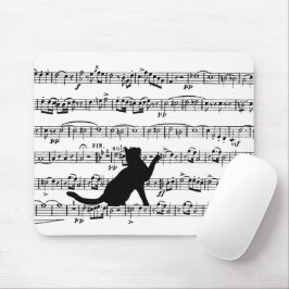 Black Cat On Sheet Music Mousepad