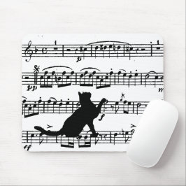 Black Cat On Sheet Music Mousepad