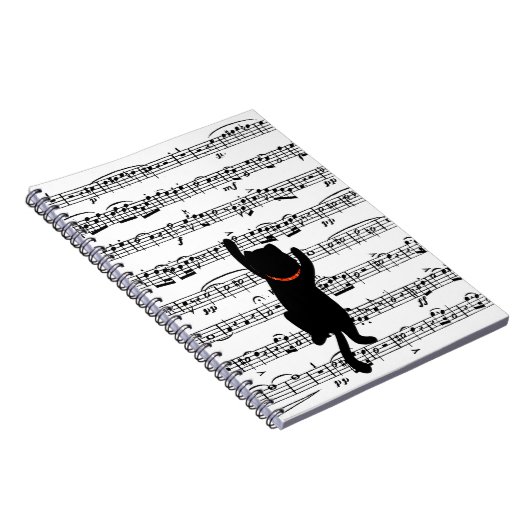 Black Cat On Sheet Music Notizblock (Rechte Seite)