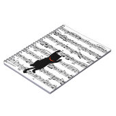 Black Cat On Sheet Music Notizblock (Linke Seite)