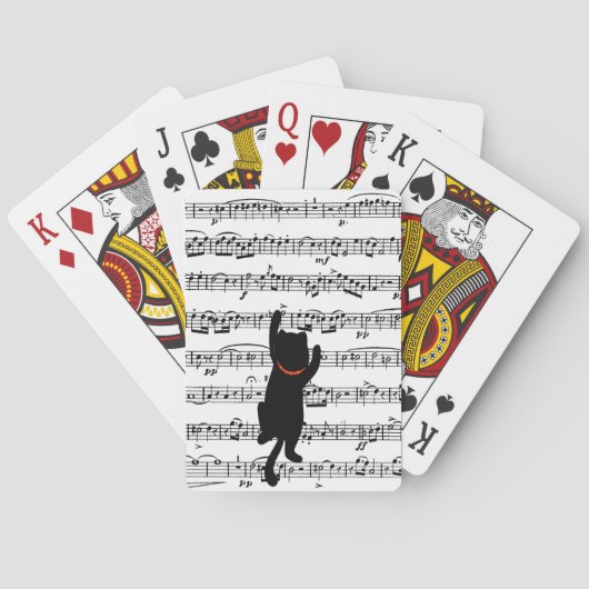 Black Cat On Sheet Music Spielkarten (Rückseite)