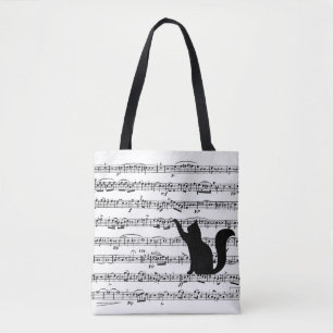 Black Cat On Sheet Music Tasche