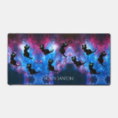 Black Cat on Space mit Individuelle Name Schreibtischunterlage (Vorderseite)