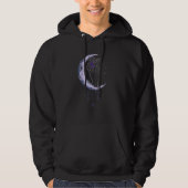 Black Cat On The Purple Moon With Hat Witch Hallow Hoodie (Vorderseite)