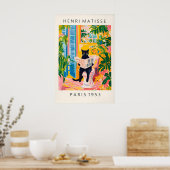 Black Cat on Toilet Mattise Style Bathroom Print Poster (Küche)