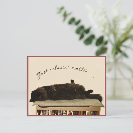 Black Cat on Vacation Postkarte (Stehend Vorderseite)