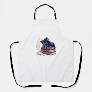 Black Cat on Zauberbücher Klassischer T - Shirt Schürze