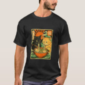 Black Cat Orange Cat Slurping Ramen Japanese Cat R T-Shirt (Vorderseite)