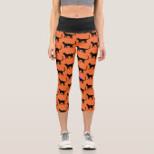 Black Cat Orange Crazy Cat Woman Capri Leggings (Vorderseite)
