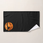 Black Cat Orange Moon Badhandtuch Set (Handtuch)