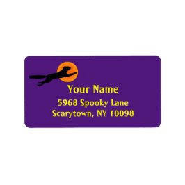 Black Cat Orange Moon Custom Halloween Lables Adressaufkleber