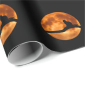 Black Cat Orange Moon Geschenkpapier (Rolleneckpunkt)