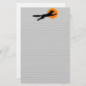 Black Cat Orange Moon Halloween Lined Stationery Briefpapier (Vorne/Hinten)
