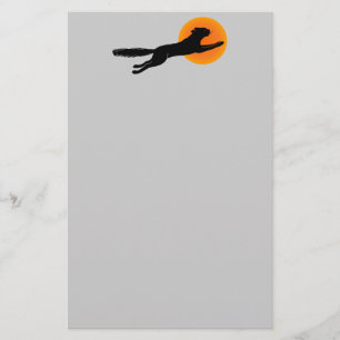 Black Cat Orange Moon Halloween Stationery Briefpapier