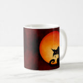 Black Cat Orange Moon Kaffeetasse (VorderseiteRechts)