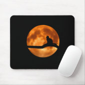 Black Cat Orange Moon Mousepad (Mit Mouse)
