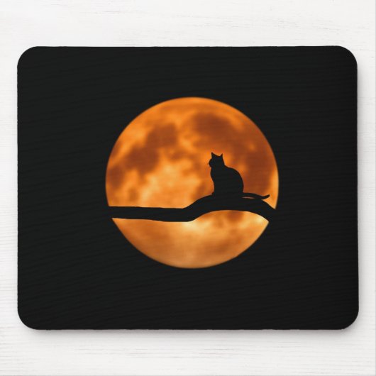 Black Cat Orange Moon Mousepad (Vorne)
