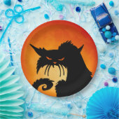 Black Cat Orange Moon Pappteller (Party)