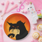 Black Cat Orange Moon Pappteller (Party)