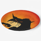 Black Cat Orange Moon Pappteller (Schrägansicht)