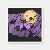 Black Cat, Owl und Fleet Halloween Papier Napkins Serviette (Vorderseite)