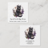 Black Cat Pagan Square Business Card Quadratische Visitenkarte (Vorne/Hinten)