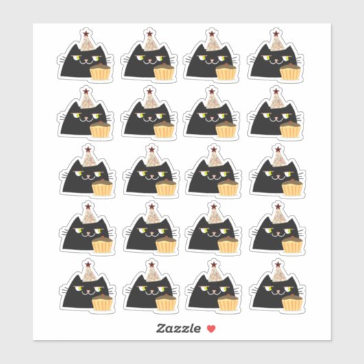 Black Cat Party Aufkleber (Blatt)