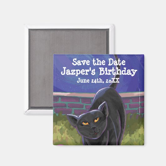 Black Cat Party Center Magnet (Vorderseite/Rückseite)