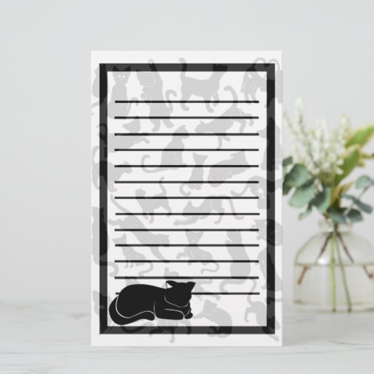 Black Cat Pattern Briefpapier (Stehend Vorderseite)