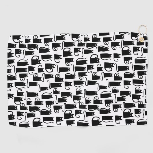 Black Cat Pattern Golf Handtuch (Horizontal)