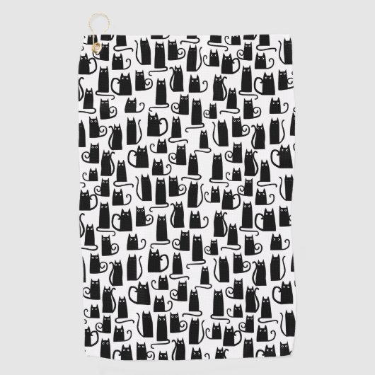 Black Cat Pattern Golf Handtuch (Vorderseite)