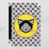 Black Cat Pattern Halloween Einladung (Vorne/Hinten)