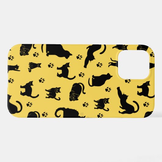 Black Cat Pattern iPhone Hülle (Rückseite (Horizontal))