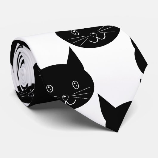 Black Cat Pattern Krawatte (Gerollt)