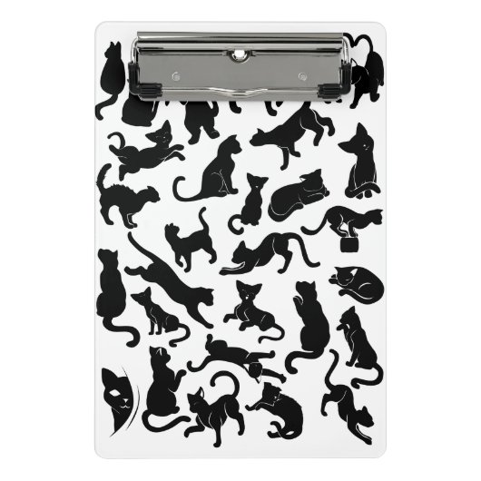 Black Cat Pattern Mini Klemmbrett (Vorderseite)