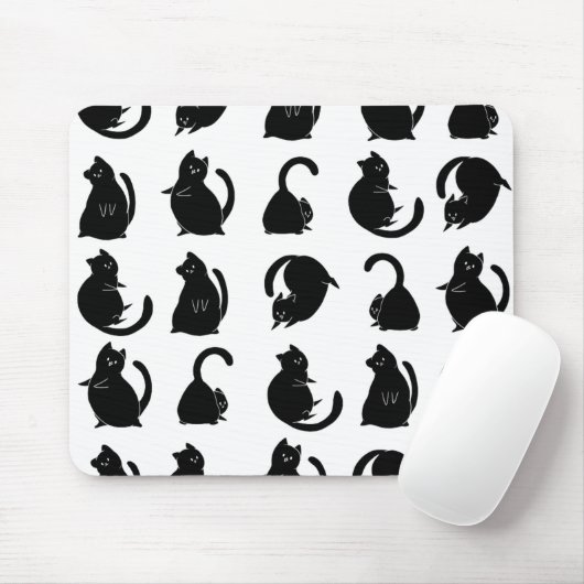 Black Cat Pattern Mousepad (Mit Mouse)