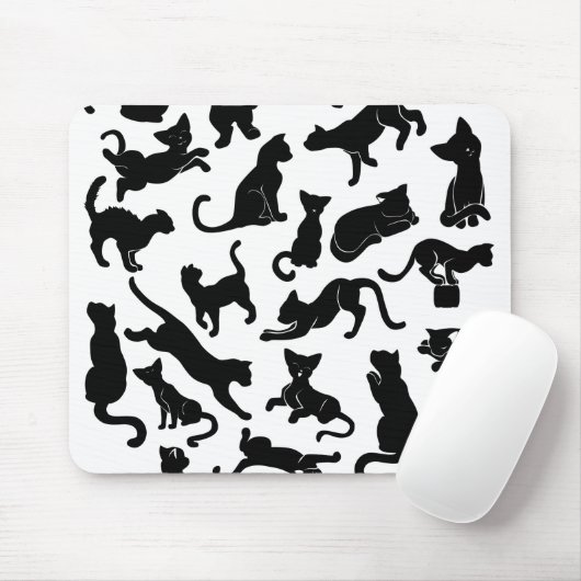 Black Cat Pattern Mousepad (Mit Mouse)