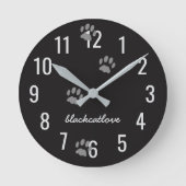 Black Cat Paw druckt Personalisierte Wall Clock Runde Wanduhr (Vorderseite)