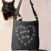 Black Cat Paw Print Heft Monogram Crossbody Bag Tragetaschen Mit Langen Trägern