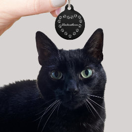 Black Cat Paw Print Heftname Adresse Pet ID Tag Tiermarke