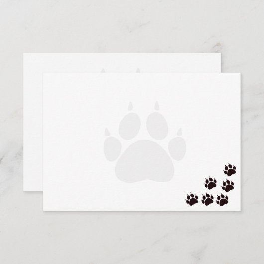 Black Cat Paw Prints Monogram Blank Mitteilungskarte (Vorne/Hinten)
