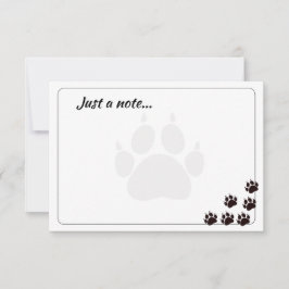 Black Cat Paw Prints Monogram Custom Just a Note  Mitteilungskarte