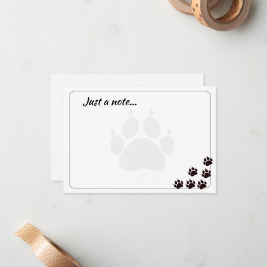 Black Cat Paw Prints Monogram Custom Just a Note  Mitteilungskarte (Vorderseite/Rückseite Beispiel)